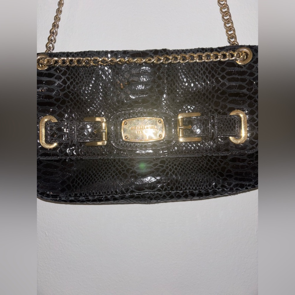 Michael Kors Python Embossed Hamilton Flap Should… - image 2